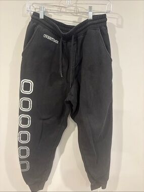 Overtime Black Graphic Jogger Sweatpants. Adult Small